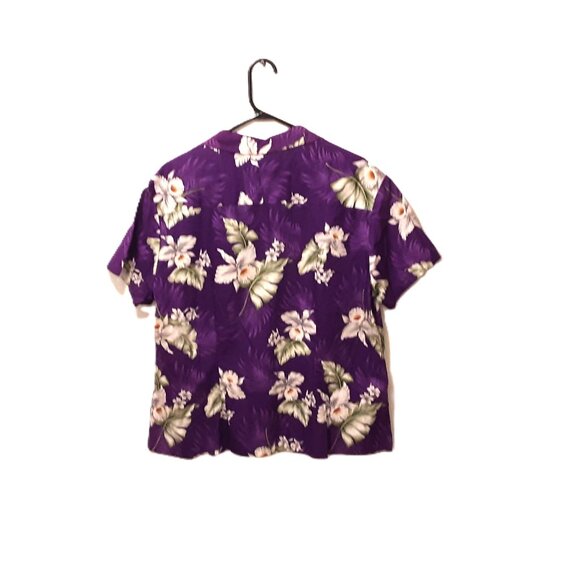 Vintage 90s Aloha Republic Hawaiian Shirt XL – Purple Floral 100% Cotton - Picture 2 of 5